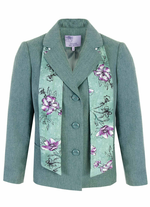 Female Honor Millburn Tailored Jacket With Print Scarf Dark Aqua 