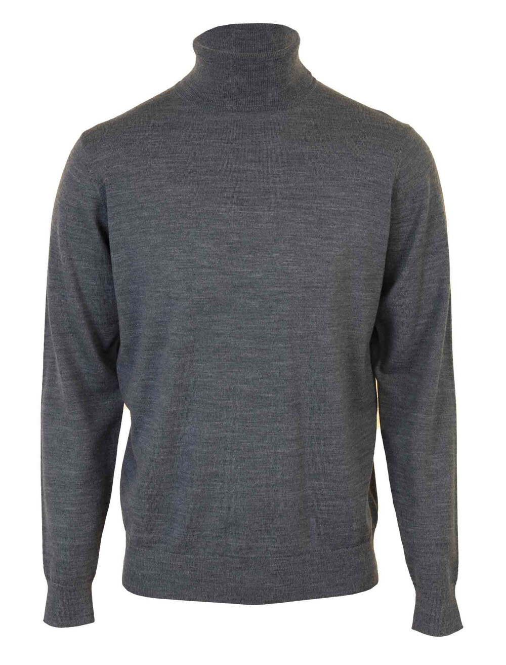 Grey Wool Blend Polo Neck Jumper | EWM