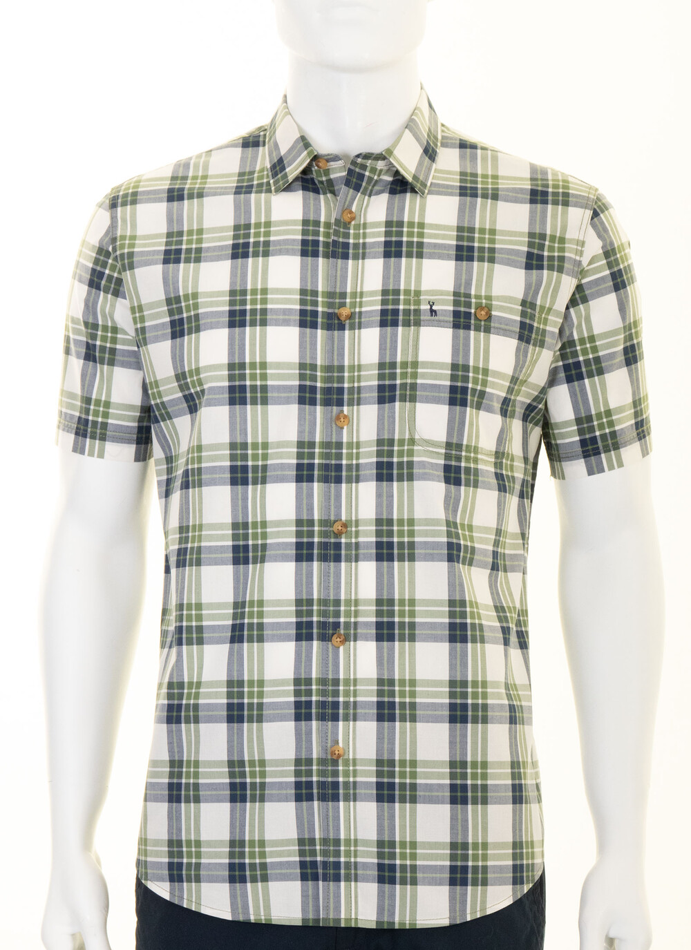 Male PG FIELD Cotton Check Shirt | Mid Green | EWM | The Edinburgh ...